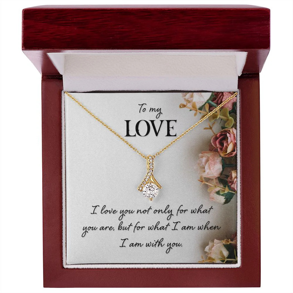 To My Love I Love You for Who You're Ribbon Necklace Gold Tone Luxury Box